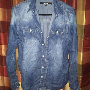 Cotton "denim" button up